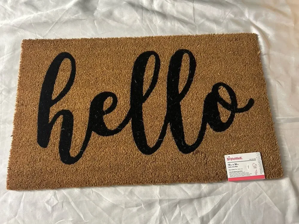 Indoor Outdoor Hello Doormat Coir Rubber Non-Slip Mat Entryway Floor Cleaning US